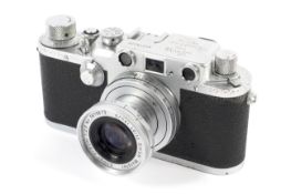 A Leica IIIc 35mm rangefinder camera, 1950. Serial number 518220, with a 50mm 1:2.
