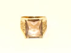 14 k Gelbgold Ring mit Rauchtopas, 5,9 gr., Gr. 55