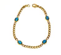 14 k Gelbgold Armband mit 4 Opaldoubletten, L 19 cm, 4 gr.