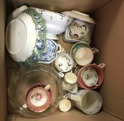Two boxes of sundry china and glassware