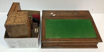 An oak desk top clerk's writing slope 35
