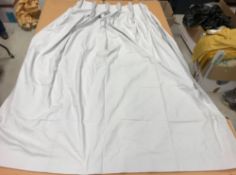 A pair of duck egg blue cotton lined curtains with fixed triple pencil pleat headings, approx.