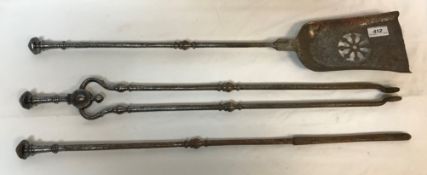 A set of three 19th Century steel fire i