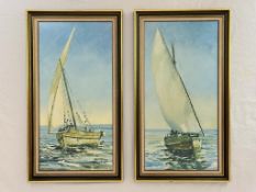 Two framed prints of 'Arab Dhows in Kenya' by Jack Wilde 1969. Each is 85cm x 47cm.