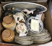 Five boxes of assorted china wares to include Copeland Spode 
