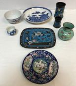 A Chinese porcelain shallow dish decorat