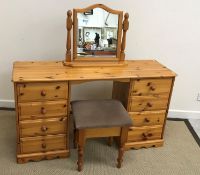 A modern pine dresser, the boarded two t