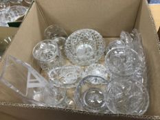 Four boxes of assorted glass to include