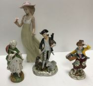 A collection of 22 various, mainly Continental, china figures, including Nao, Rex, Schierholz,