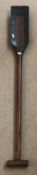 A 19th Century treenware and iron bound peat shovel initialled to handle and elsewhere 
