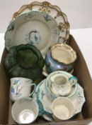 A collection of decorative china and glaswares including a Fieldings Crown Devon lustrine newt and