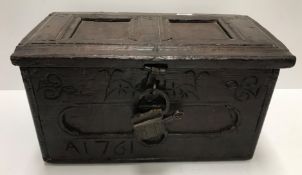 An 18th Century miniature oak coffer or box,