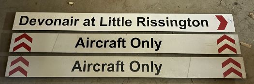 Three various enamel signs with directional arrows - 