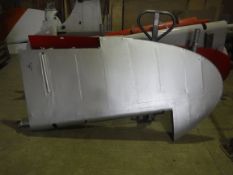 A De Havilland tail fin, silver painted, approx 220 cm high, bearing Dove label inscribed 