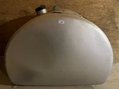 A 1950s De Havilland aluminium fuel tank bearing various labels, one dated 