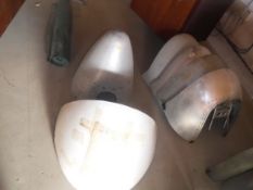 A collection of aluminium fairings including propellor nose cone,