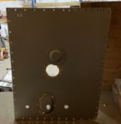 Three painted metal panels,