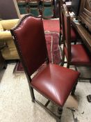 A Maple & Co oak dining room suite comprising carved oak drawer leaf table in the 17th Century