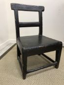 A 19th Century Provincial Welsh painted bar back chair with panel seat on square tapered legs