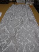 Two pairs of faux silk and chenille self coloured lined curtains in silver and beige from Dunelm