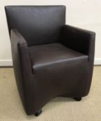 A set of eight Baleri Italia Caprichair chairs in brown, on wheels, 81 cm high,
