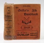 The Golfer's Handbook 1919 743pp, plus advertisements, in red decorative cloth covers, wear to