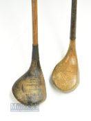 2x Interesting Scottish Makers St Andrews woods - Auchterlonie light stained bulger scare neck