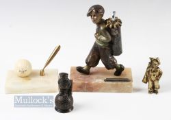 Golfing Caddie Cigarette Lighter metal figure carrying golf bag measuring 8