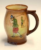 Royal Doulton Golfing Kingsware 1pint tankard c1930s - light coloured finish decorated with
