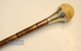 Golf Ball Walking Stick - fitted with rubber core golf ball mounted on a large style polished