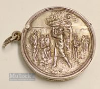 Fine and early Silver Embossed Golfing Scene Vesta Case - hallmarked Birmingham 1906 with the