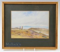 T R Morse original watercolour of The 6th Tee -Westward Ho! c1930 - signed by the artist to the