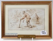 Francis Caruthers Gould (1884-1925) original golfing watercolour titled 