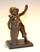 Interesting and Scarce American Bronzed Golfing Caddy Figure Patent Lighter - with removable golf