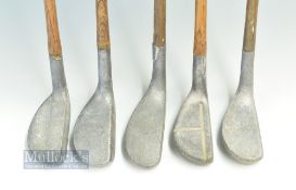 5x Mills Alloy mallet head putters incl a Y Model (no grip, short), RNG Model, Ray Model (crack at