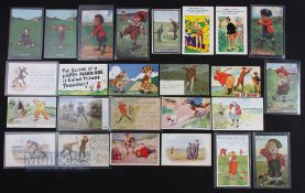 Selection of Humorous Golf related Postcards a mix of classic and period cards features Stop Mon,