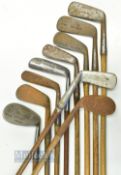 10x various irons and putters - PA Vaile Approaching cleek with Gibson Star, Spalding Gold Medal