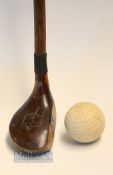 Interesting Dark Stained Persimmon Sunday Golf Walking Stick - with a 'wood' style handle with