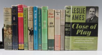 Cricket Book Selection to include Leslie Ames Close of play 1953, Trevor Bailey Playing to Win