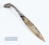 Fine 1907 Silver Golf Club Book Marker - silver hallmarked Birmingham 1907 - overall 4