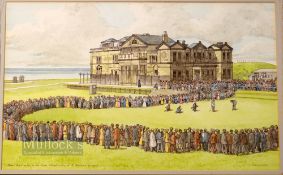 Ionicus (Josh C Armitage) signed golfing watercolour titled 