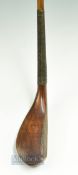 T Morris St Andrews light stained fruit wood Longnose play club c1850 - head measures 5.5 x 1 7/8