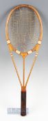 Scarce Hazells 'Red Star' Streamline Wooden Tennis Racket - the famous triple branch racket, British