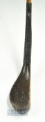 C Hunter Prestwick dark stained fruitwood late longnose driver c1880 - head measures 5