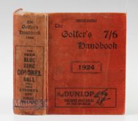 The Golfer's Handbook 1924 1207pp, plus advertisements, in red decorative cloth covers, slight