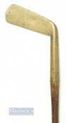 J Dickson Maker Edinburgh brass blade putter c1890 appears original underlisting and hide grip