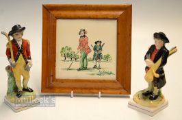 Collection of Blackheath Golfers Staffordshire Style Figures and Wall Tile (3) each golfing figure