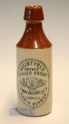 Good J McIntyre & Co North Berwick Ginger Beer stone ware bottle - decorated with Far & Sure Golf