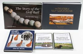 Assorted Golf Books features Golf: The Great Clubmakers by D Stirk, The Evolution of Golf Club