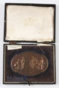 Interesting 1919 London Amateur Foursome Trophy Large Oval Bronze Winners Medal - engraved on the